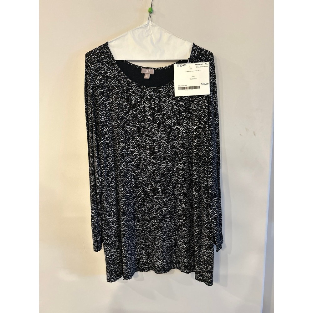 J Jill Black Patterned Top Spanx Style Top XL